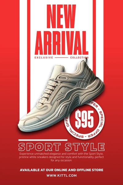 sneakers, athletic shoes, running shoes, sport shoes, casual sneakers, new arrival, product launch, modern typography, bold, energetic, red